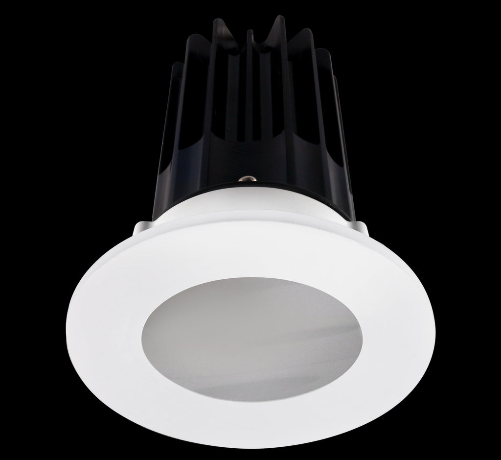 Lotus LED 2 Inch Round Recessed LED 15 Watt High Output Designer Series - 3000 Kelvin - 24 Degree Beam Spread - Black Reflector - Shower Trim