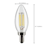 SATCO S21276 B11 LED Filament Bulb, 5.5W, 4000K, E12, Clear, Dimmable, 120V