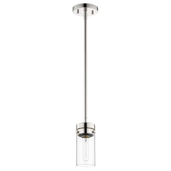 Satco 60/7629 Intersection - 1 Light - Mini Pendant - Polished Nickel with Clear Glass