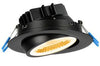 4 Inch Round Eyeball Gimbal LED Downlight - High Output -15 Watt - 4100 Kelvin - Black Trim - 38 Degree Beam Spread - 1300 Lumen - Type IC Air-Tight Wet ES CRI 90+