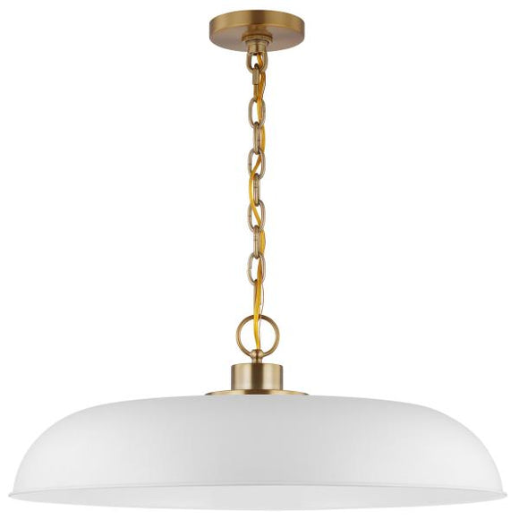 Satco 60/7486 Colony - 1 Light - Large Pendant - Matte White with Burnished Brass