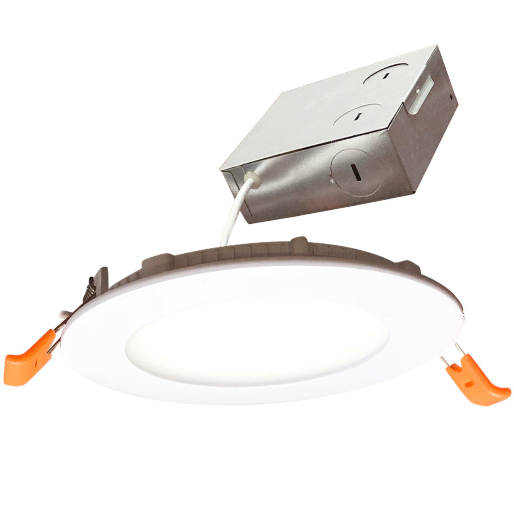 Bulbrite 773215 4 Inch 12 Watt LED Downlight - Remote Metal Jbox - 80 CRI - 2700K - 120V - White Round - Smooth Trim - Ultra Slim