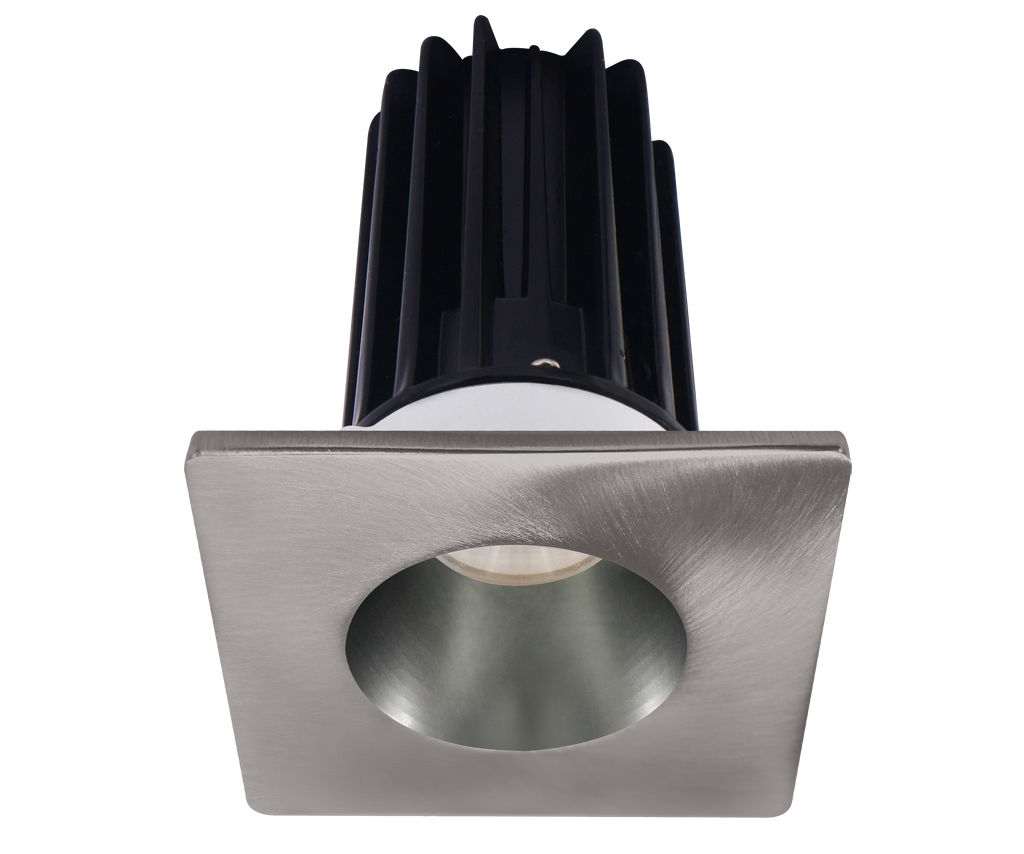2 Inch Recessed LED Downlight - 8 Watt - 3000 Kelvin - 600 Lumen - Chrome Reflector - Square Brushed Nickel Trim - 38 Degree Beam Angle - Type IC Damp - Air-Tight - Energy Star - T24 - CRI 90+