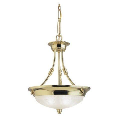 Westinghouse 6915600 Three Light Bowl Pendant, Polished Brass Finish, Frosted Rope and Reed Design Glass