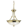 Westinghouse 6915600 Three Light Bowl Pendant, Polished Brass Finish, Frosted Rope and Reed Design Glass
