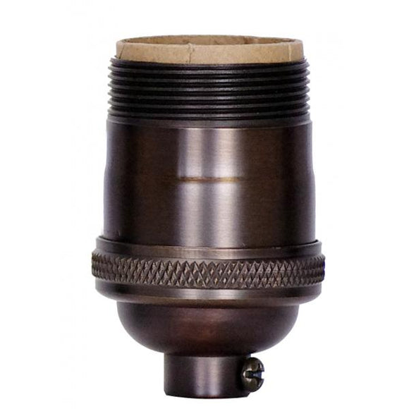 Satco 80/2423 Short Keyless Socket - 1/8 IPS - 4 Piece Stamped Solid Brass - Dark Antique Brass Finish - 660W - 250V - Uno Thread