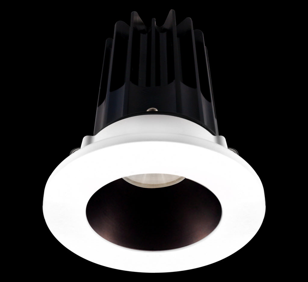 Lotus LED 2 Inch Round Recessed LED 15 Watt High Output Designer Series - 3000 Kelvin - 24 Degree Beam Spread - Bronze Reflector - Trim White