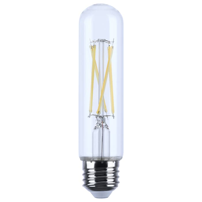 SATCO S21350 clear T10 LED filament bulb, front view