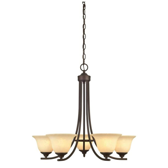 Westinghouse 6221400 Five Light Chandelier, Oil Rubbed Bronze Finish, Burnt Scavo Glass