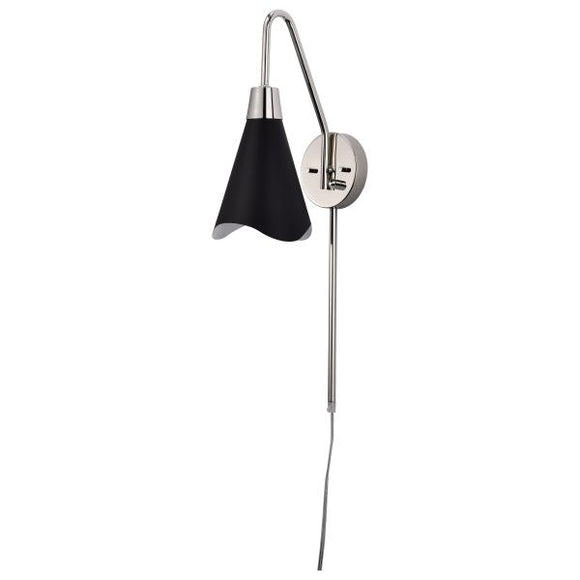 Satco 60/7469 Tango - 1 Light - Wall Sconce - Matte Black with Polished Nickel