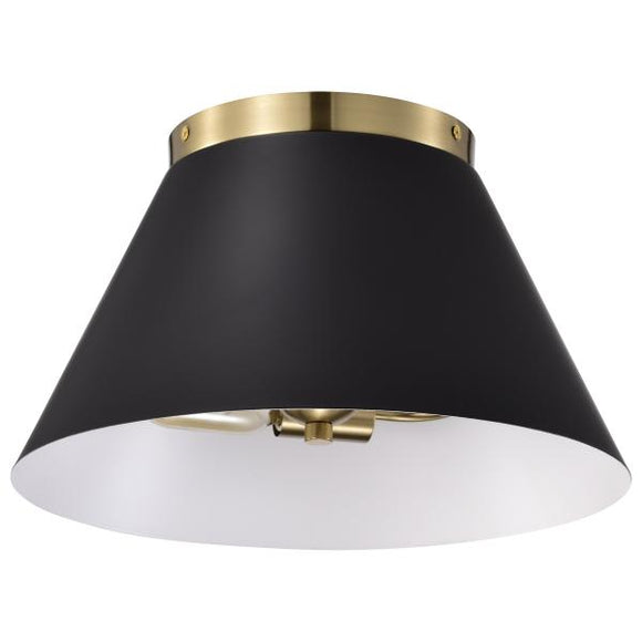 Satco 60/7417 Dover - 2 Light - Small Flush Mount - Black with Vintage Brass