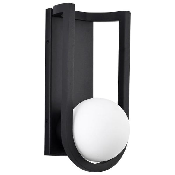 Satco 62/1619 Cradle - 6W LED - Medium Wall Lantern - Matte Black with White Opal Glass