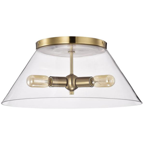 Satco 60/7422 Dover - 3 Light - Large Flush Mount - Vintage Brass with Clear Glass