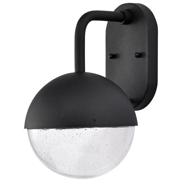 Satco 62/1616 Atmosphere - 6W LED - Medium Wall Lantern - Matte Black with Clear Seeded Glass