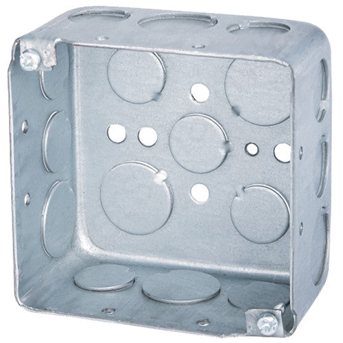 M232D 4" x 4" x 2-1/8" Drawn Metal Box with 1/2" & 3/4" Knockouts