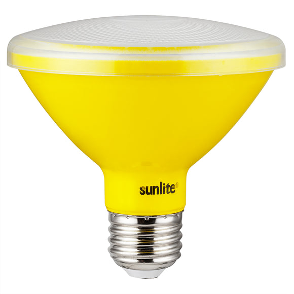 Sunlite 81471 LED PAR30 Short Neck Colored Recessed Bug Light Bulb - 15 watt (75w Equivalent) - Medium (E26) Base - Floodlight - ETL Listed - Yellow - 1 Count