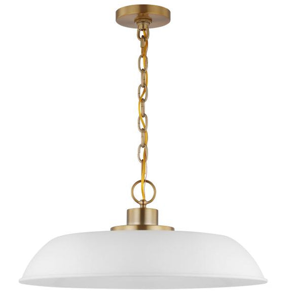 Satco 60/7483 Colony - 1 Light - Medium Pendant - Matte White with Burnished Brass