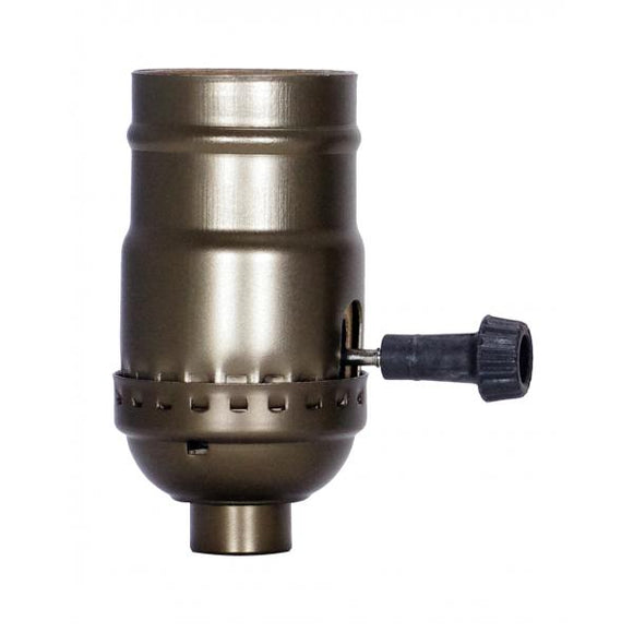 Satco 80/2394 On-Off Turn Knob Socket With Removable Knob - 1/8 IPS - Aluminum - Antique Brass Finish - 250W - 250V