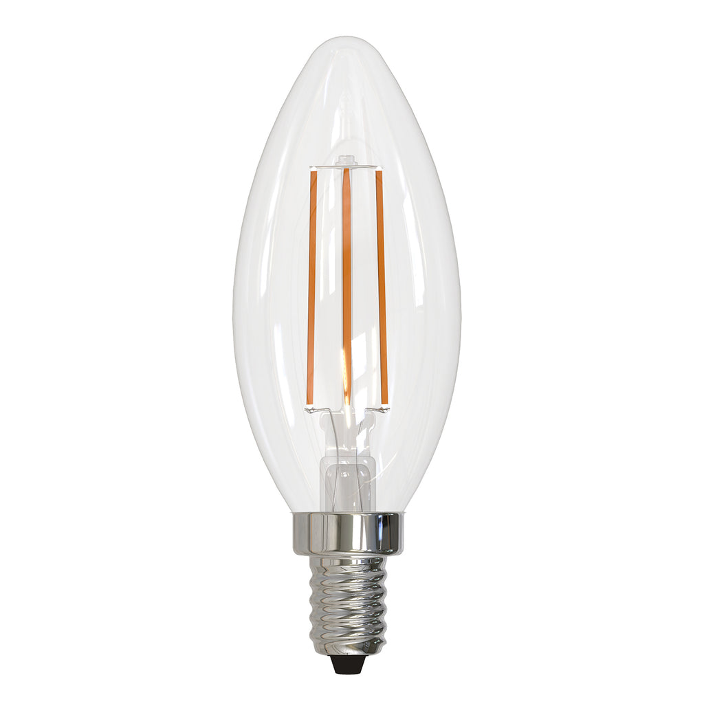 BULBRITE 776876 4 Watt B11 Filament - E12 Candelabra Base - 3000 Kelvin Warm White - 300 Lumens - Clear - 120 Volt