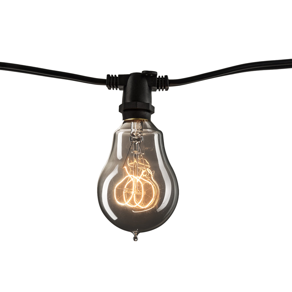 Bulbrite 810147 - 14 ft String Light Kit - 10 Sockets - E12 Base - Black Wire with 25 Watt A15 Smoke Finish Lamps - STRING10/E12/BLACK-A15SMK-KT