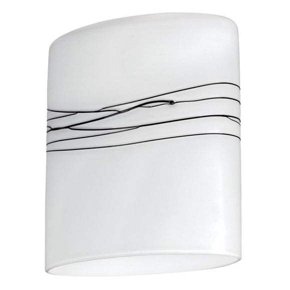 Westinghouse 8502700 2.25 Inch White with Black Line Pattern Neckless Glass Shade