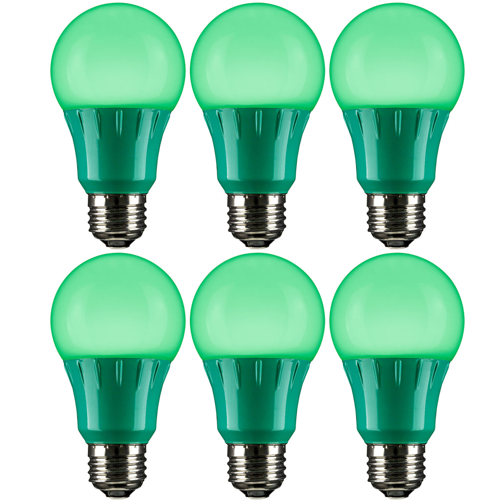 SUNLITE  A19/3W/G/LED/6PK LED Colored A19 3W Light Bulbs with Medium (E26) Base (6 Pack) - Green