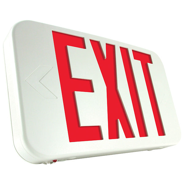 Exitronix ILX-R-EM-WH - Thermoplastic EXIT sign - Red LED - NiCad Battery - White Finish