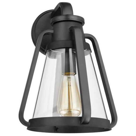 Satco 60/7556 Everett - 1 Light - Large Wall Sconce - Matte Black with Clear Glass
