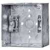 Morris Products M248W 4" x 4" x 2-1/8" Welded Metal Box With Concentric 1/2" & 3/4" Knockouts and MC Clamp