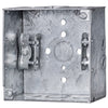 M248W 4" x 4" x 2-1/8" Welded Metal Box With Concentric 1/2" & 3/4" Knockouts and MC Clamp