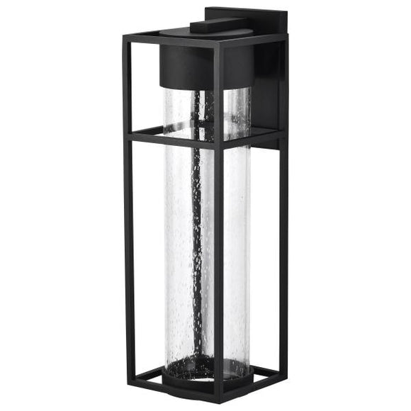 Satco 62/1614 Ledges - 10W LED - Large Wall Lantern - Matte Black with Clear Seeded Glass