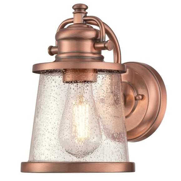 Westinghouse 6361000 One Light Wall Fixture Lantern, Washed Copper Finish, Clear Seeded Glass