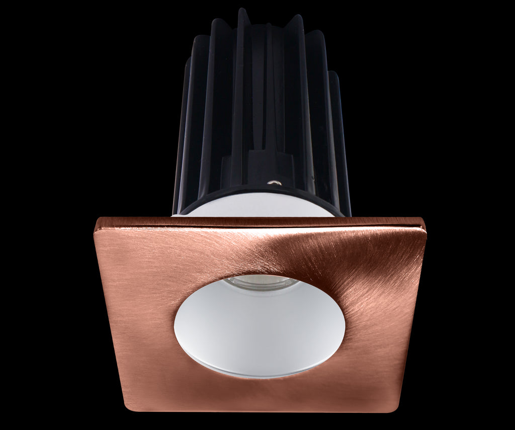 Lotus LED-2-S15W-3018K-2RRAK-2STCP-24D 2 Inch Square Recessed LED Downlight Designer Series 15 Watt - High Output - 3000-1800 Kelvin - Dim to Warm - 24 Degree Beam Spread - Alzak Reflector - Copper Trim