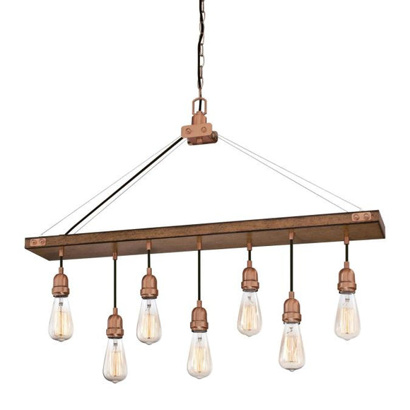 Westinghouse 6351400 Seven Light Chandelier, Barnwood Finish with Washed Copper Accents