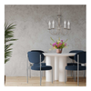 Dining room chandelier with frosted flame-tip bulbs