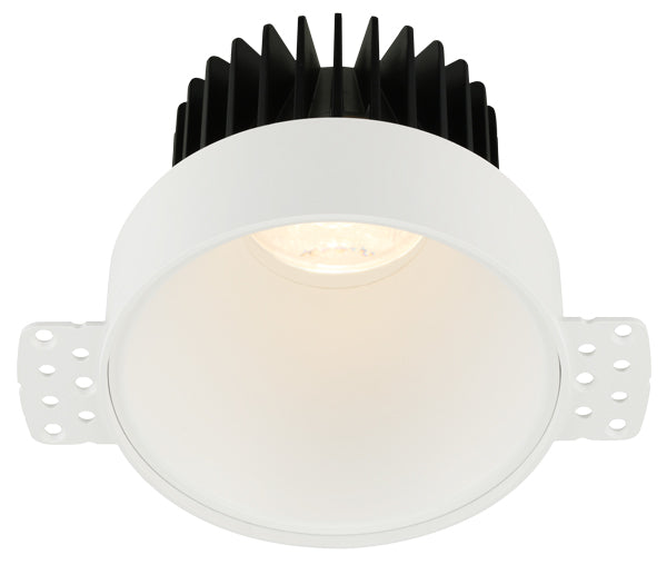 4 inch Round Deep Regressed LED Downlight - High Output - 18 Watt - Din to Warm - 3000-2000 Kelvin - 30 Degree Beam Angle - 1150 Lumen - Trimless Round White Reflector - Invisible Trim - Type IC Air-Tight Wet Plenum CRI 90+