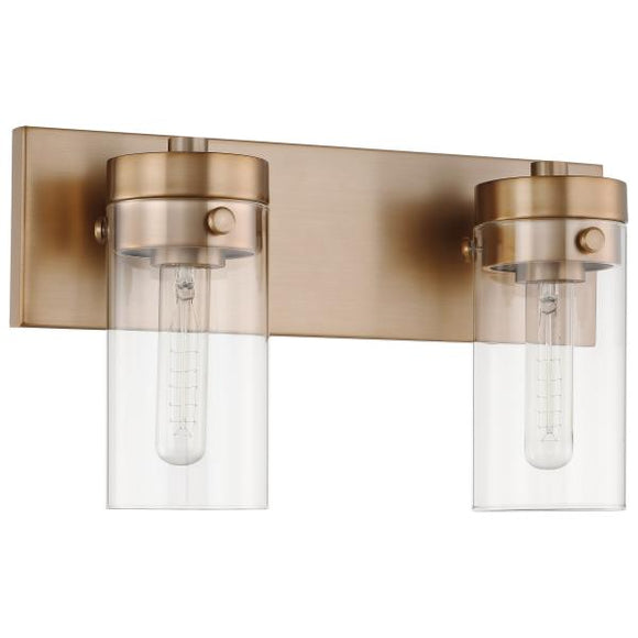Satco 60/7532 Intersection - 2 Light - Vanity - Burnished Brass with Clear Glass
