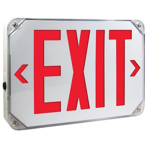 Exitronix NYN4X-1-LB-R-WH - 8 inch New York NEMA 4X Exit Sign - Single-Face - AC Only - Red Legend - White Finish