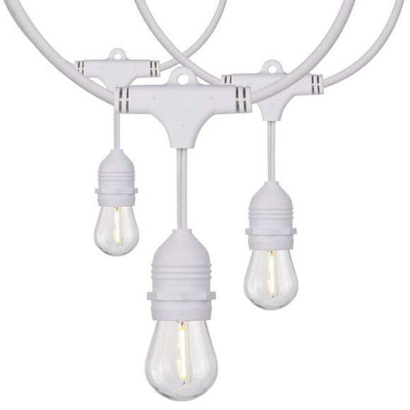 Satco S8038 24Ft - LED String Light - Includes 12-S14 bulbs - 2000K - White Cord