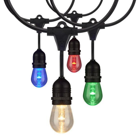 Satco S8031 24Ft - LED String Light - 12-S14 lamps - 12 Volts - RGBW with Infrared Remote