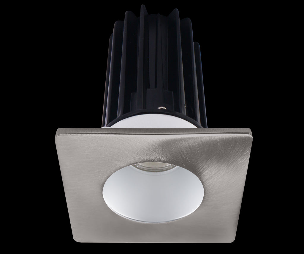 Lotus LED 2 Inch Square Recessed LED 15 Watt High Output Designer Series - 4000 Kelvin - 24 Degree Beam Spread - Alzak Reflector - Trim Brushed Nickel