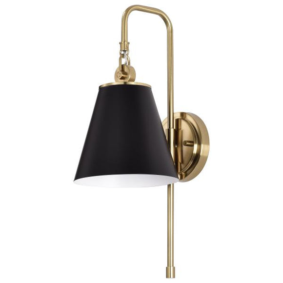 Satco 60/7445 Dover - 1 Light - Wall Sconce - Black with Vintage Brass