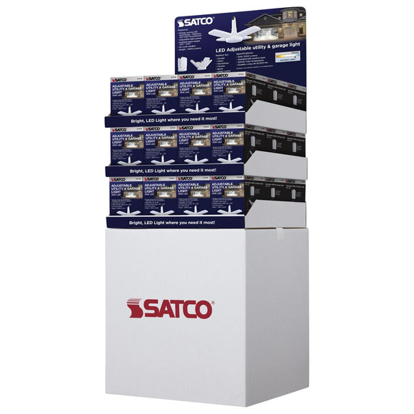 Satco D2103 Display Unit Containing 36 pieces - 30 Watt - LED Garage Utility Light - 5000K - Medium base - Adjustable Beam Angle