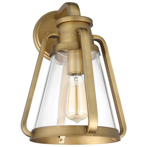 Satco 60/7566 Everett - 1 Light - Large Wall Sconce - Natural Brass with Clear Glass