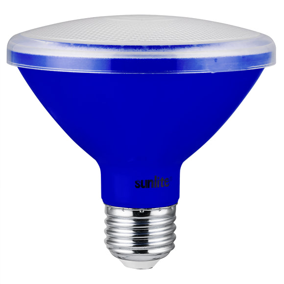 Sunlite 81472 LED PAR30 Short Neck Colored Recessed Light Bulb - 8 Watt (75W Equivalent) - Medium (E26) Base - Floodlight - ETL Listed - Blue - 1 Count