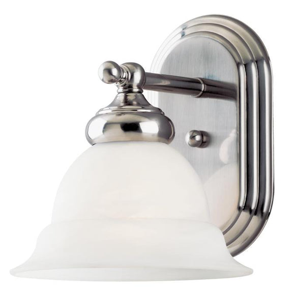 Westinghouse 6733100 One Light Wall Fixture, Brushed Nickel Finish, Frosted White Alabaster Glass