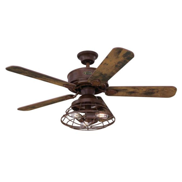 Westinghouse 7220500 Indoor Ceiling Fan with Dimmable LED Light Kit, 48 inch, Barnwood Finish,Reversible Blades, Cage Shade