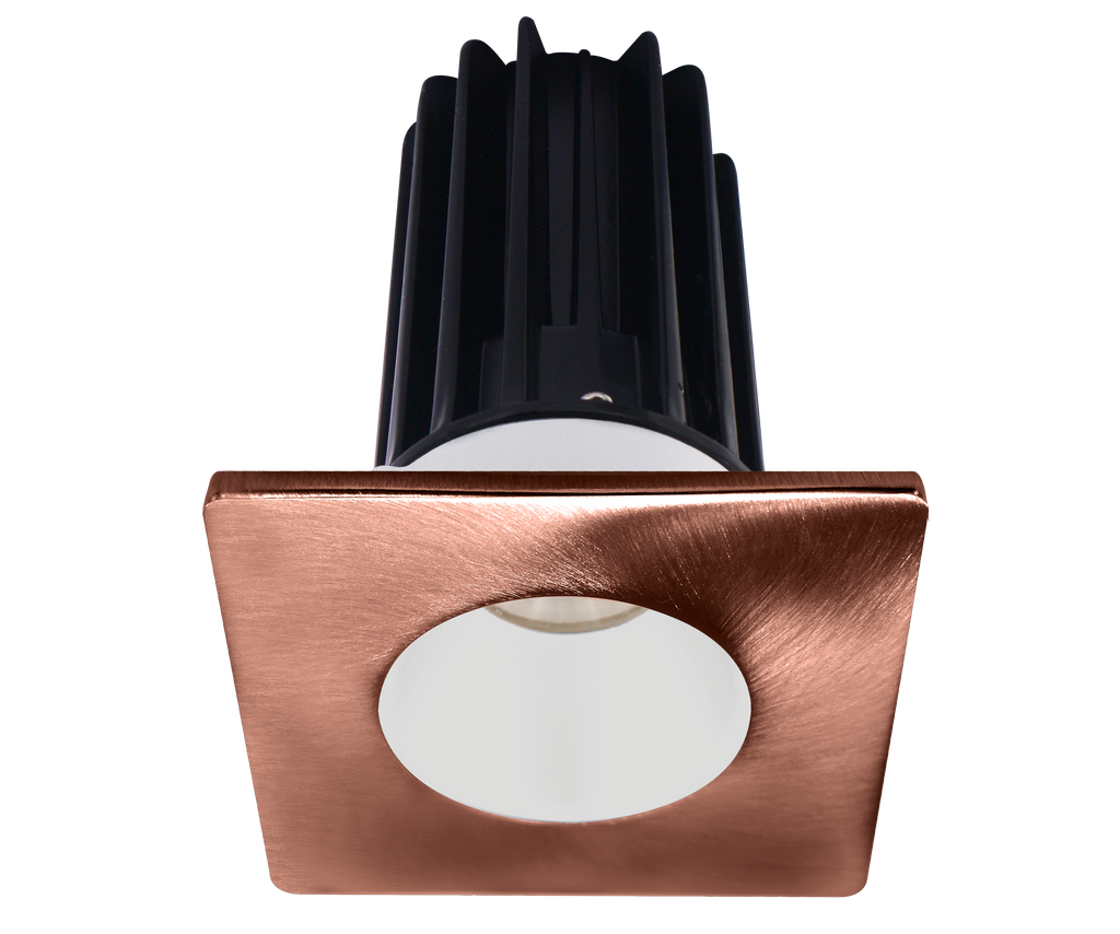 2 Inch Recessed LED Downlight - 8 Watt - 2700 Kelvin - 580 Lumen - White Reflector - Square Copper Trim - 38 Degree Beam Angle - Type IC Damp - Air-Tight - Energy Star - T24 - CRI 90+