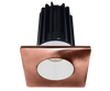 2 Inch Recessed LED Downlight - 8 Watt - 2700 Kelvin - 580 Lumen - White Reflector - Square Copper Trim - 38 Degree Beam Angle - Type IC Damp - Air-Tight - Energy Star - T24 - CRI 90+