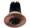 2 Inch Recessed LED Downlight - 8 Watt - 3000 Kelvin - 600 Lumen - Black Reflector - Round Copper Trim - 38 Degree Beam Angle - Type IC Damp - Air-Tight - Energy Star - T24 - CRI 90+